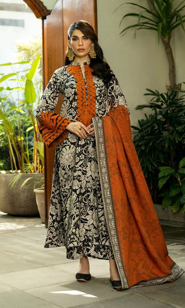 Lawn 3pc unstitched digital printed suit with patches