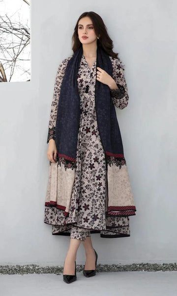 3pc khaddar unstitched digital printed suit