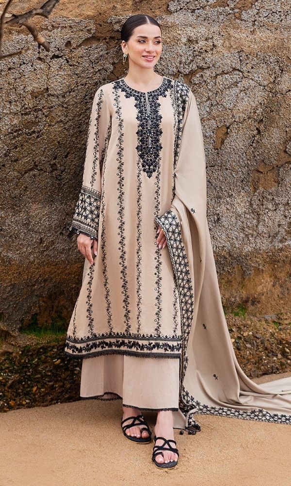 Dhanak 3pc unstitched embroidered collection
