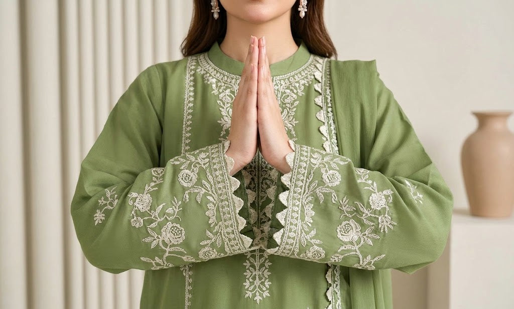Premium Dhanak Embroidered 3 Piece Suit with Shawl & Trouser WS-64