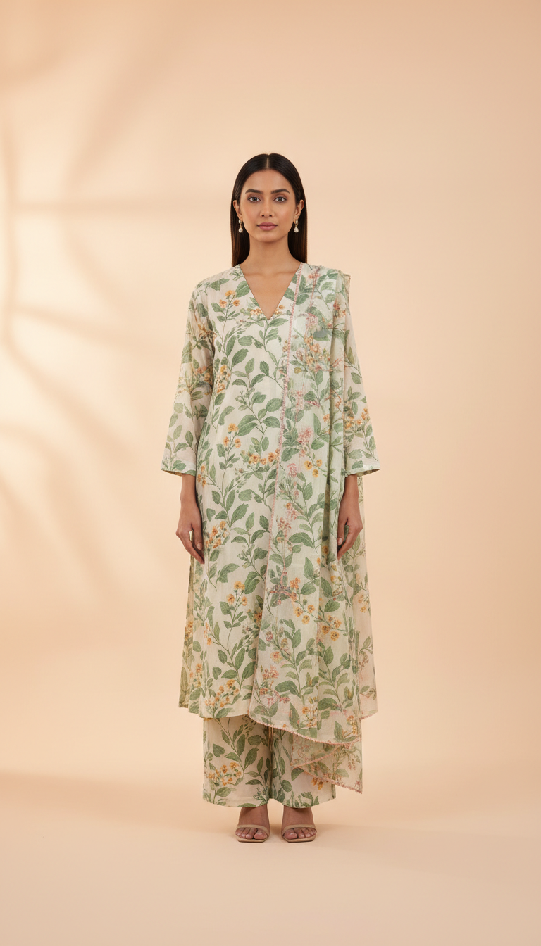 Mint Leaf botanical print suit