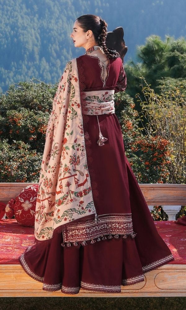 Dhanak 3pc unstitched embroidered winter collection suit