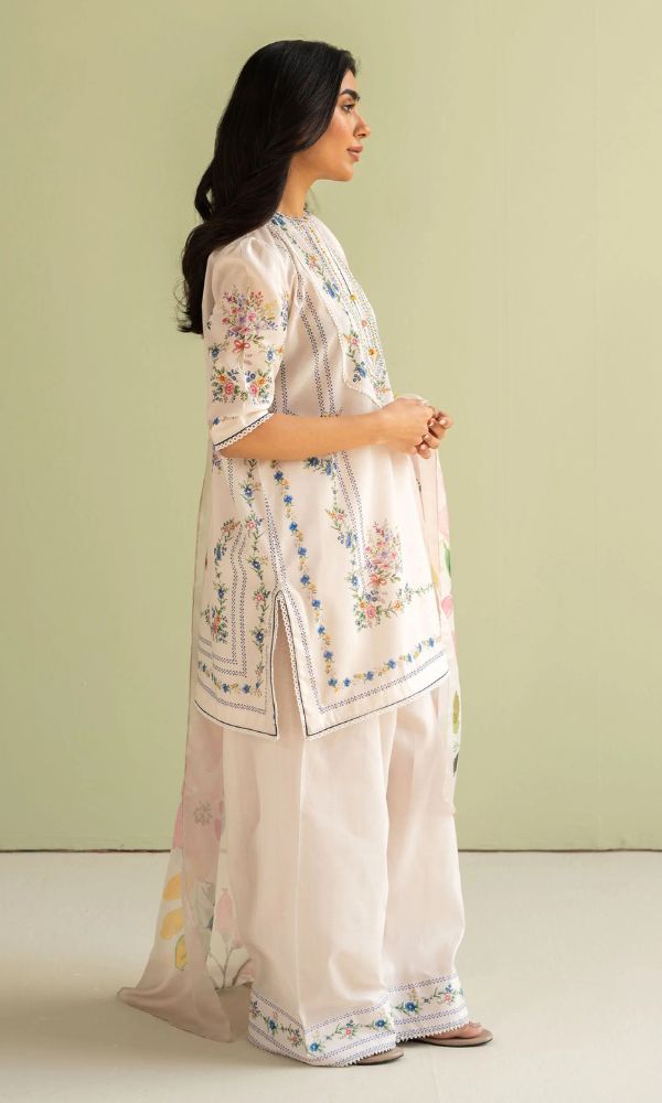 Lawn 3pc unstitched digital printed suit with silk digital printed dupatta