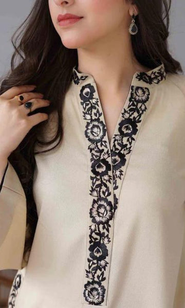 Dhanak 3pc unstitched suit with embroidered shawl and patches