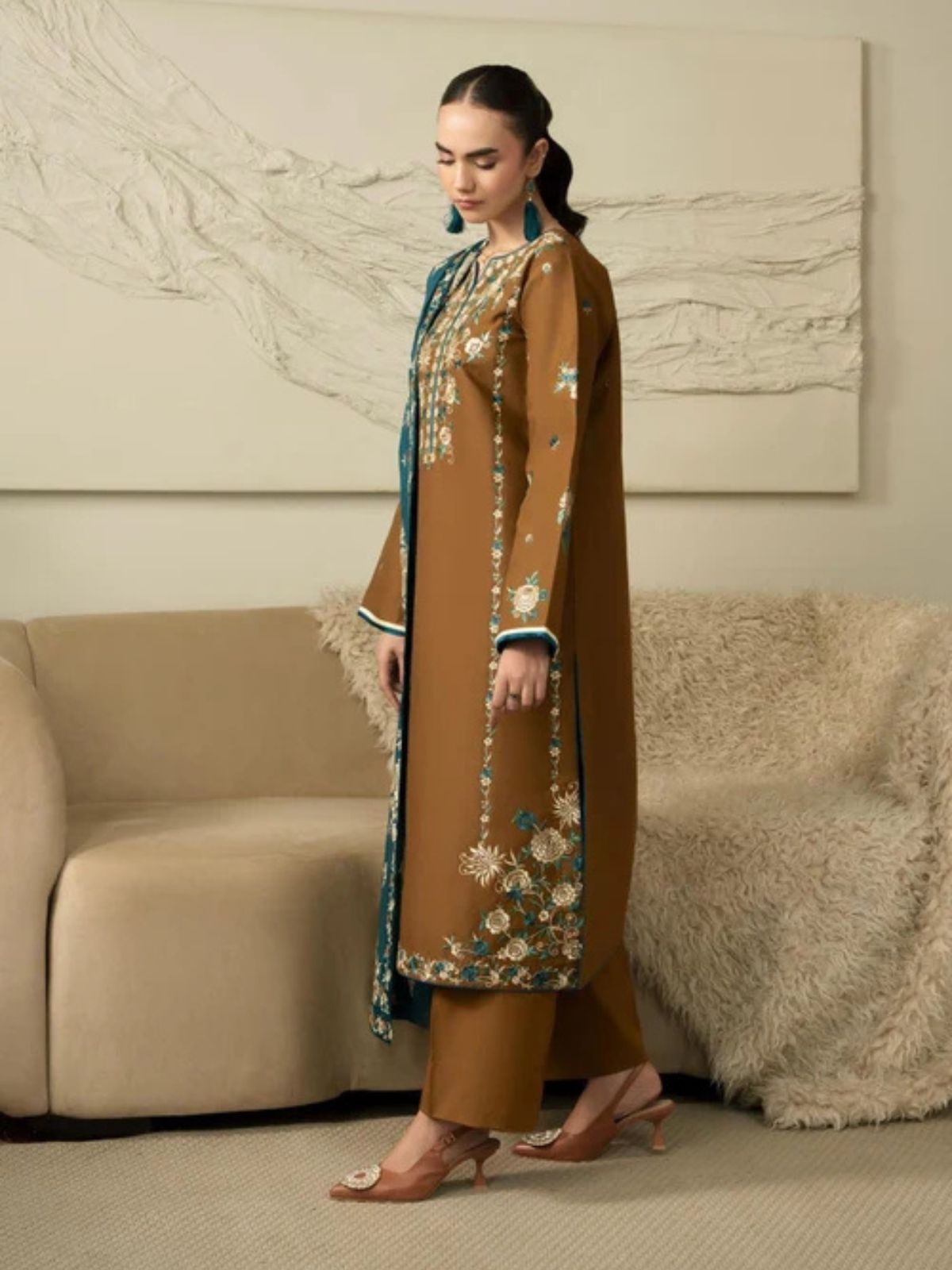 Dhanak 3pc beautiful embroidered winter collection dress