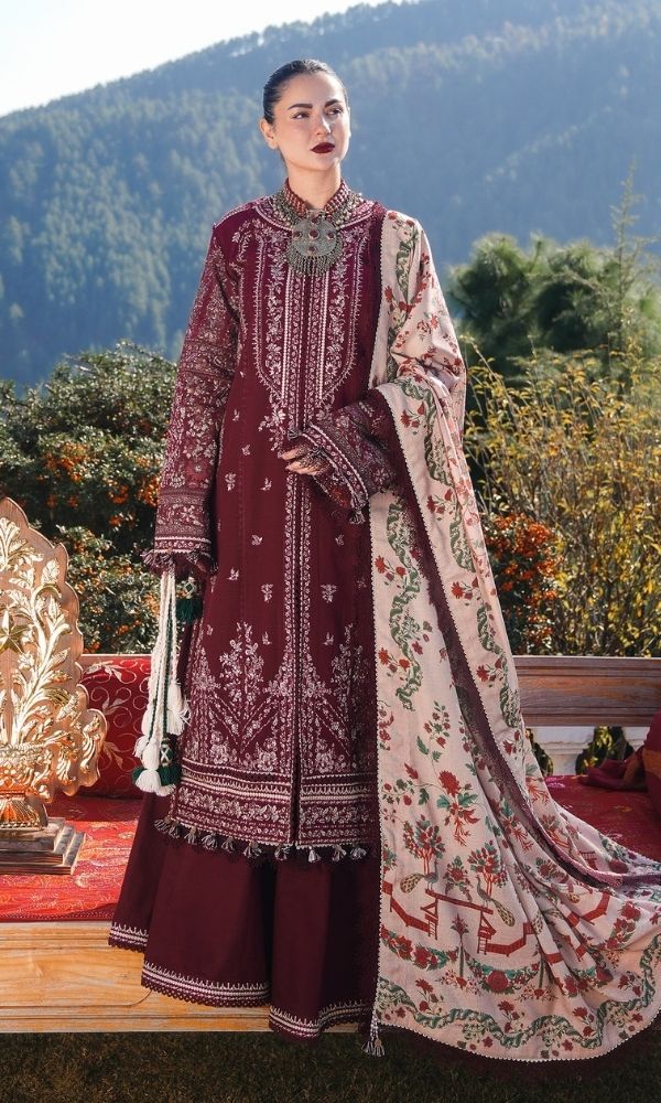 Dhanak 3pc unstitched embroidered winter collection suit