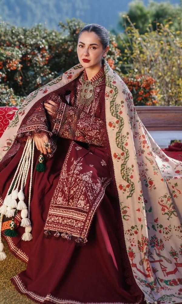 Dhanak 3pc unstitched embroidered winter collection suit