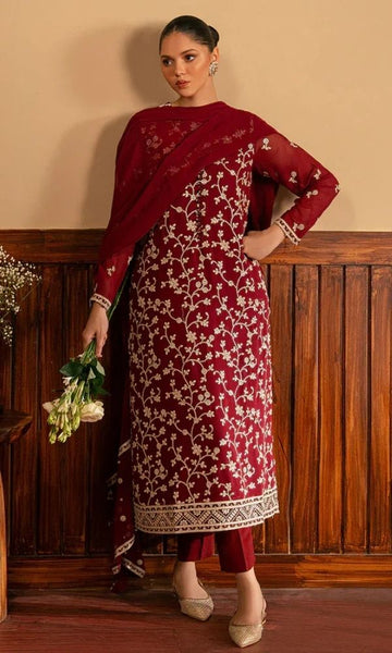 Lawn 3pc unstitched fully embroidered summer collection suit