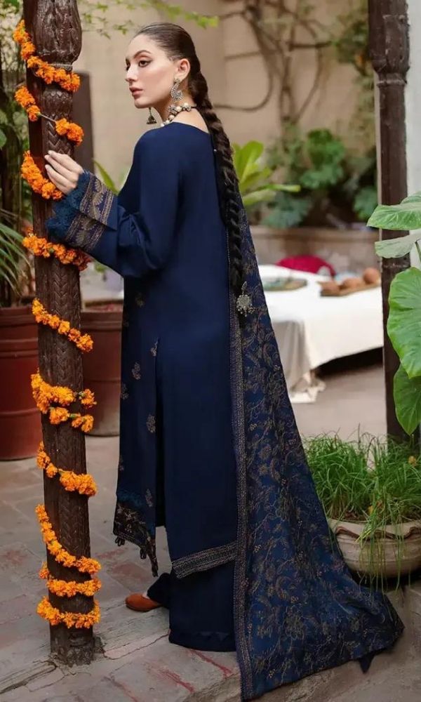 Dhanak 3pc heavy embroidered shirt with dhanak heavy embroidered shawl