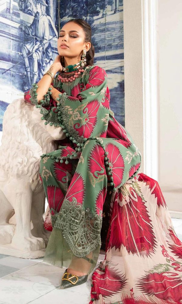 Lawn 3pc digital printed suit with silk digital printed dupatta
