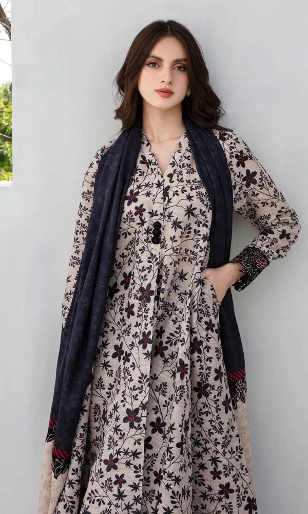 3pc khaddar unstitched digital printed suit