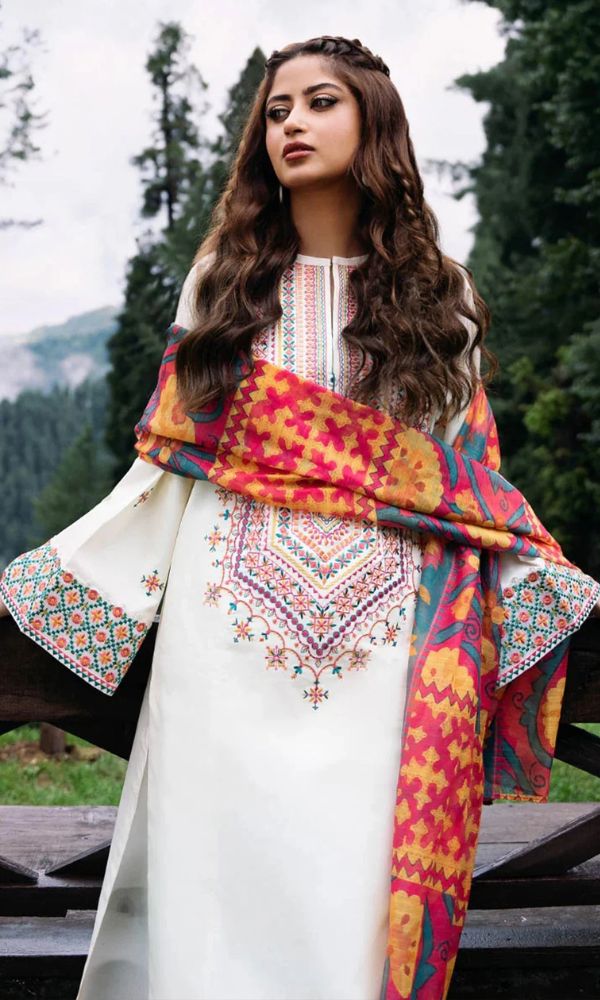 Lawn 3pc unstitched embroidered summer collection suit