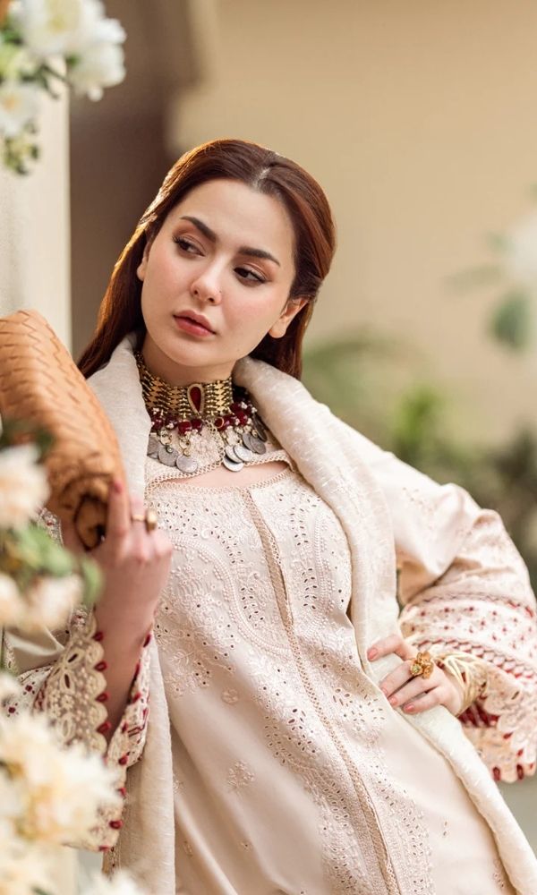 Lawn 3pc unstitched luxury fully chiken kari embroidered suit with embroidered dupatta
