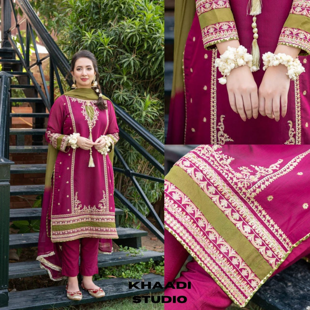 Lawn 3pc unstitched embroidered summer collection suit