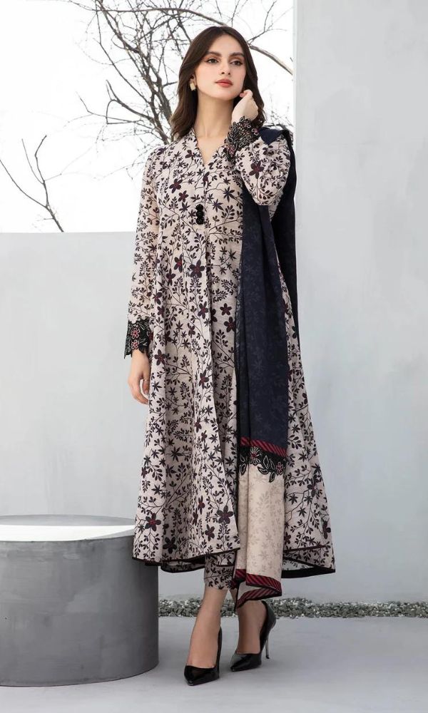 3pc khaddar unstitched digital printed suit