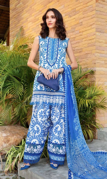 Lawn 3pc unstitched digital print suit with patches