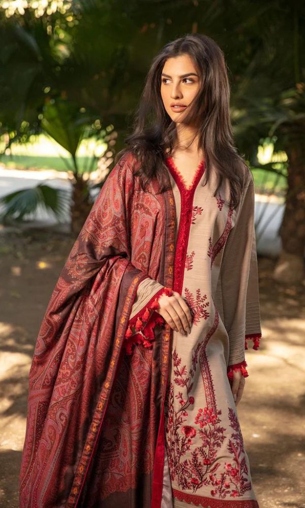 Dhanak 3pc unstitched heavy embroidered suit