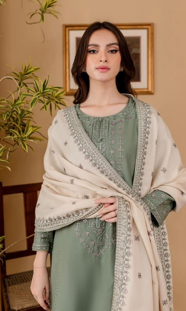 Dhanak 3pc unstitched embroidered suit