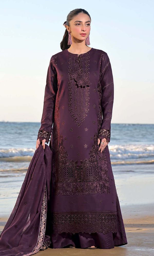 Lawn fully sequence chikankari embroidered suit with lawn sequence embroidered dupatta