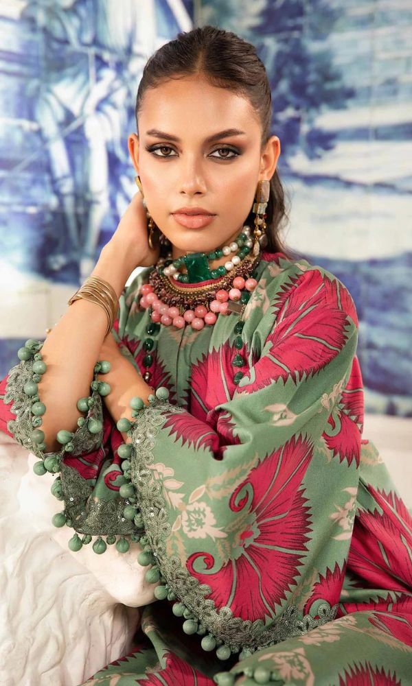 Lawn 3pc digital printed suit with silk digital printed dupatta