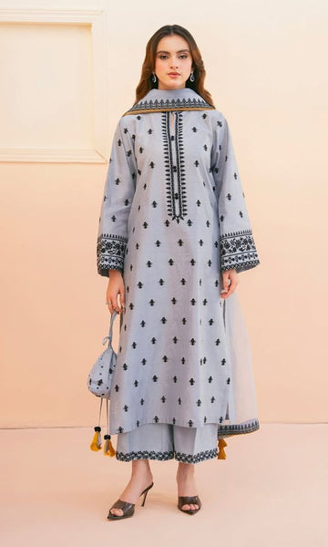Lawn 3pc unstitched embroiered summer collection suit