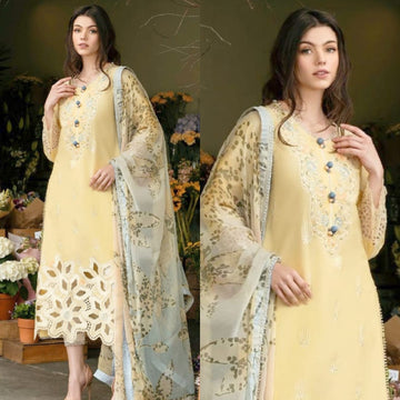 3 Piece Unstitched Fully Embroidered Lawn Suit for Women with Elegant Embroidered Shirt