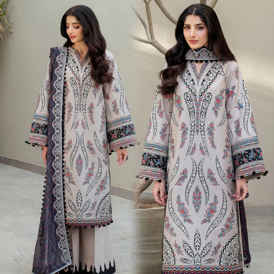 3 Piece Unstitched Fully Embroidered Lawn Suit for Women with Elegant Embroidered Shirt