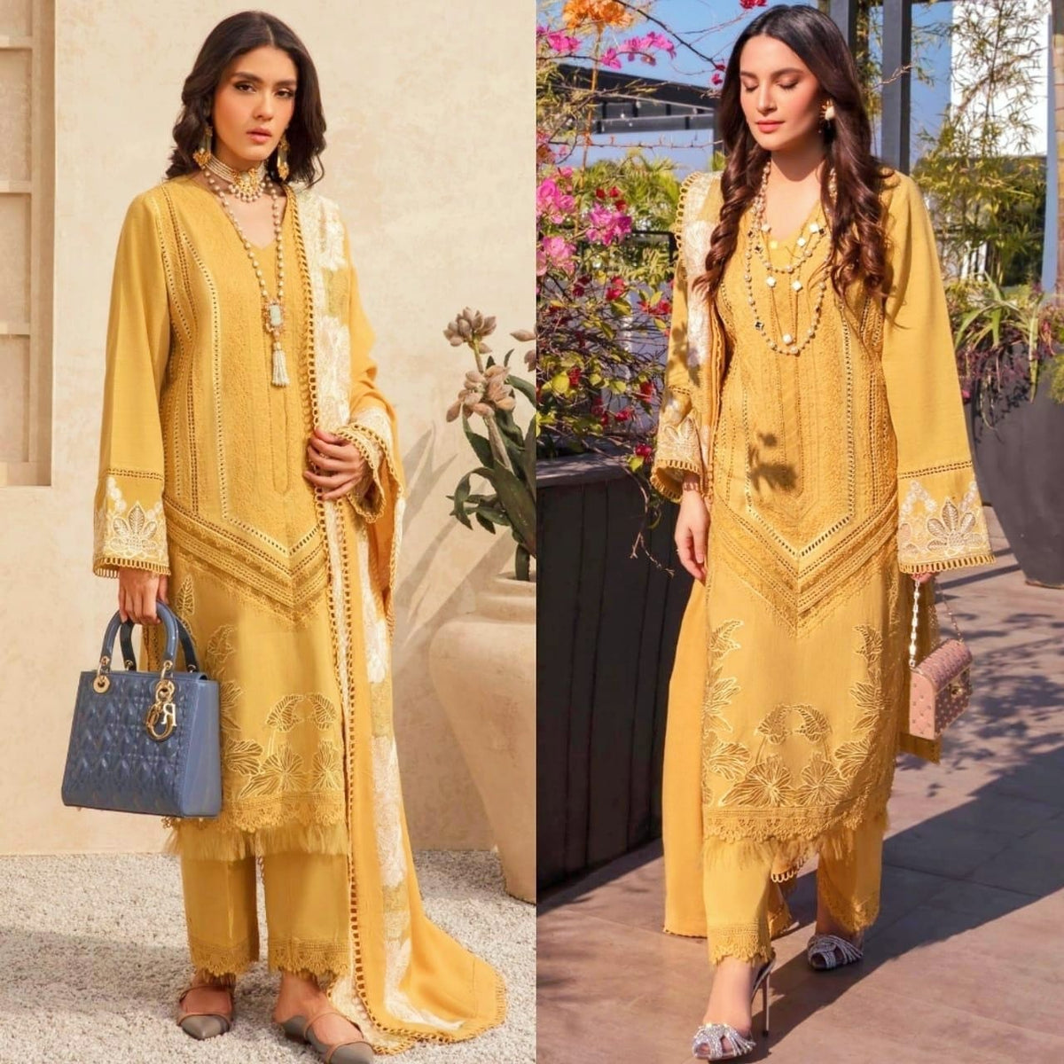 Embroidered Lawn 3 Piece Unstitched Suit with Embroidered Front, Sleeves, Lawn Dupatta and Embroidered Trouser Patch