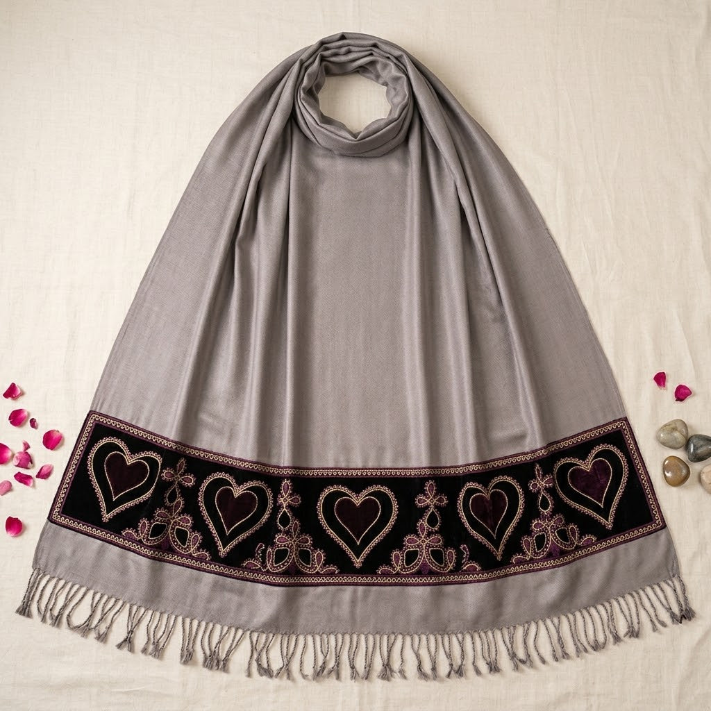 3-Piece Women's Winter Dhanak Embroidered Suit with Shawl & Trouser WS-007