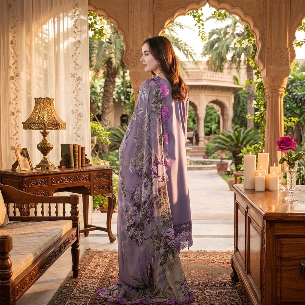 3 Piece Women's Winter Dhanak Embroidered Shirt with Daman Patch
Women's Dhanak Embroidered Sleeves with Patch Winter Suit
Plain Dhanak Backside for Women's Winter Suit
Digital Printed Poly Wool Shawl for Women's Winter Suit
Plain Dhanak Trouser with Patch for Women's 3 Piece Suit
Complete 3 Piece Women's Dhanak Winter Suit with Digital Printed Shawl
Best Quality Dhanak Embroidered Winter Suit for Women