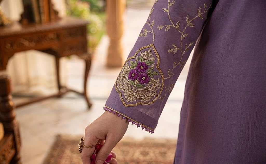 3-Piece Women's Winter Dhanak Embroidered Suit with Digital Printed Poly Wool Shawl WS-009