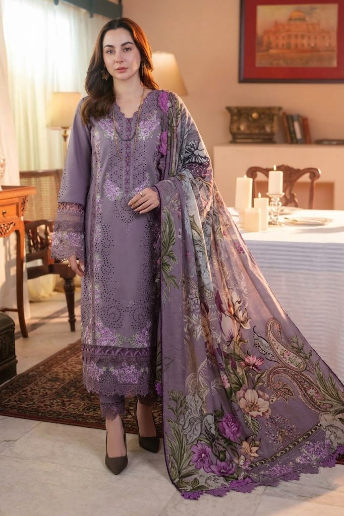 Women's Winter Embroidered Dhanak 3 Piece Suit with Digital Printed Shawl WS-41
