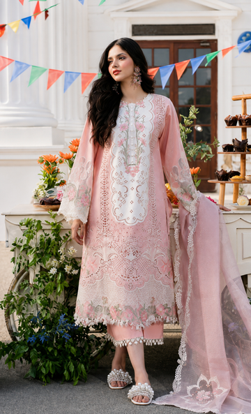 Lawn 3pc unstitched heavy chikenkari embroidered suit