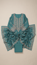 Teal Fern premium lawn three-piece set