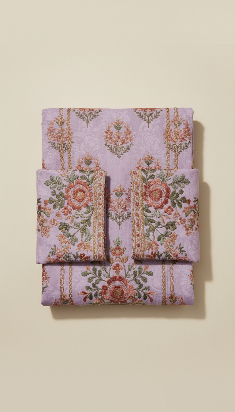 Lavender Mist embroidered lawn suit