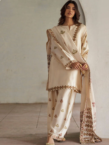 Dhanak 3pc unstitched embriodered winter collection suit