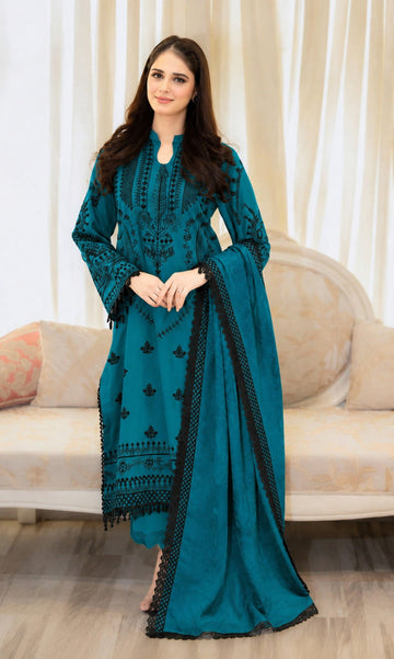Dhanak 3pc unstitched embroidered winter colletion suit