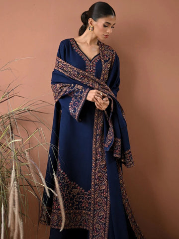 Dhanak 3pc unstitched embroidered winter collection suit