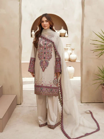 Dhanak 3pc unstitched embroidered winter collection suit