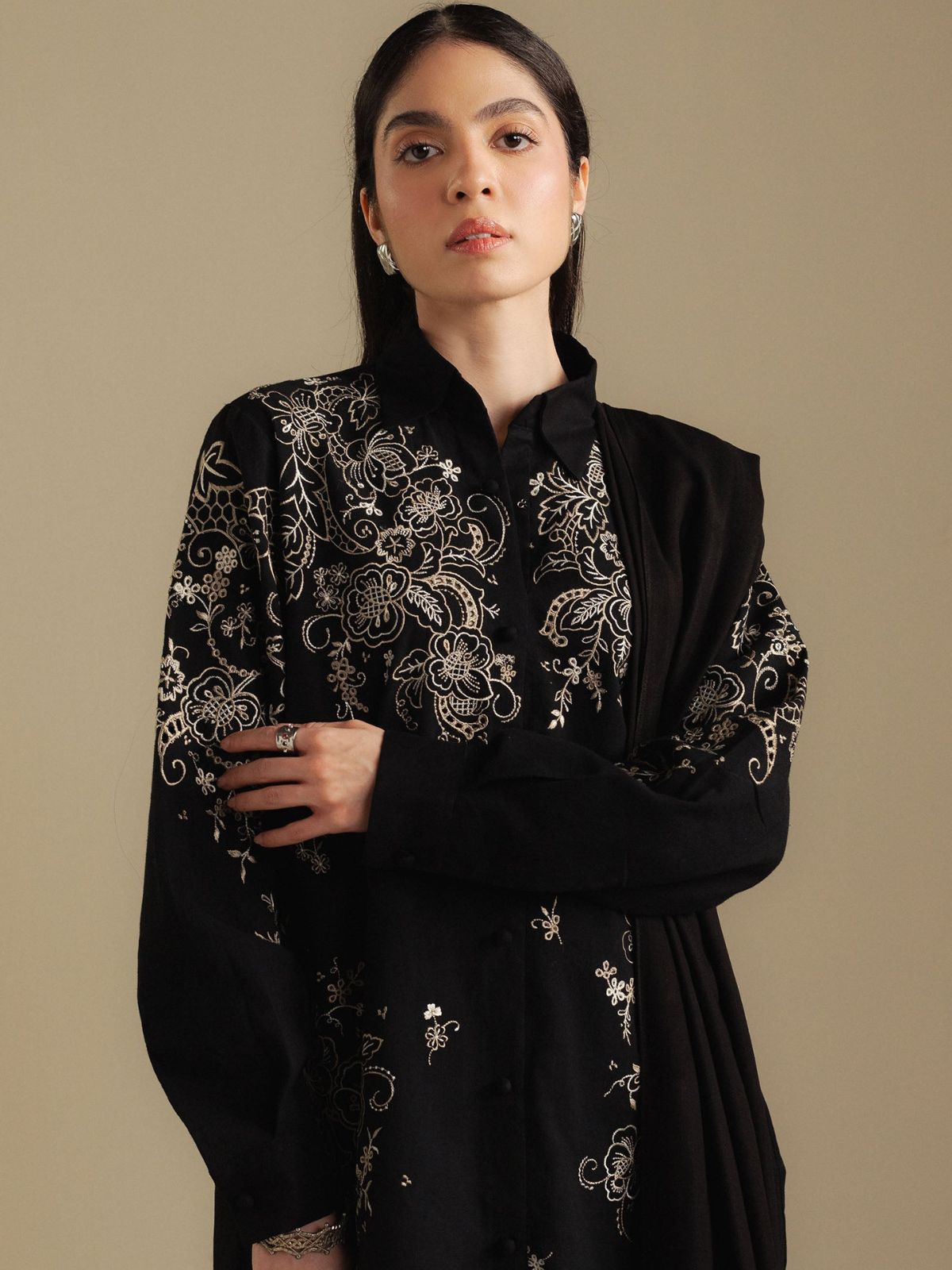 Dhanak 3pc unstitched embroidered winter collection suit