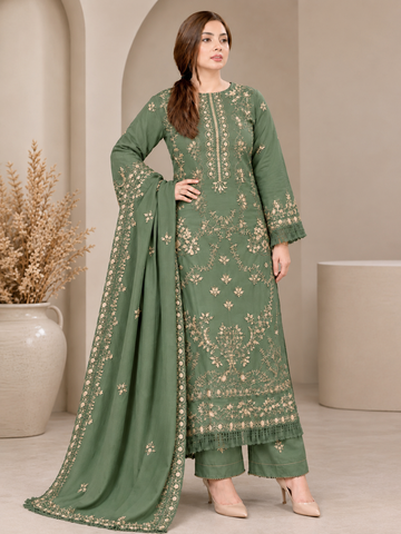 Dhanak 3pc unstitched embroidered winter collection suit