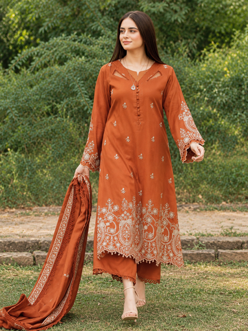 Dhanak 3pc unstitched winter collection embriodered collection
