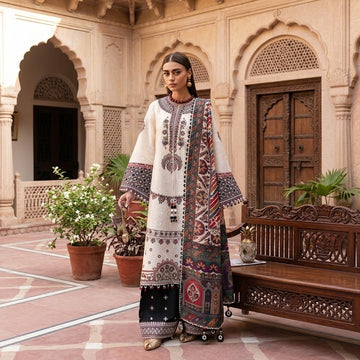Women's 3 Piece Dhanak Embroidered Winter Suit
Dhanak Embroidered Shirt for Women Winter Collection
Dhanak Embroidered Sleeves with Patches
Plain Dhanak Backside for Women's Winter Suit
Digital Printed Poly Wool Shawl for Women
Embroidered Dhanak Trouser for Women's Winter Suit
Complete 3 Piece Dhanak Winter Suit with Printed Shawl